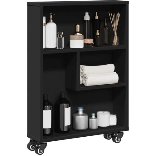 vidaXL Uska kolica za pohranu crna 48x13x68 cm od konstruiranog drva Cijene