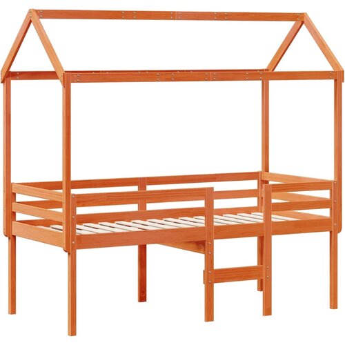 VidaXL Visoka postelja s streho vo&amp;scaron;čeno rjava 80x200 cm trdna borovina, (21243205) Slike
