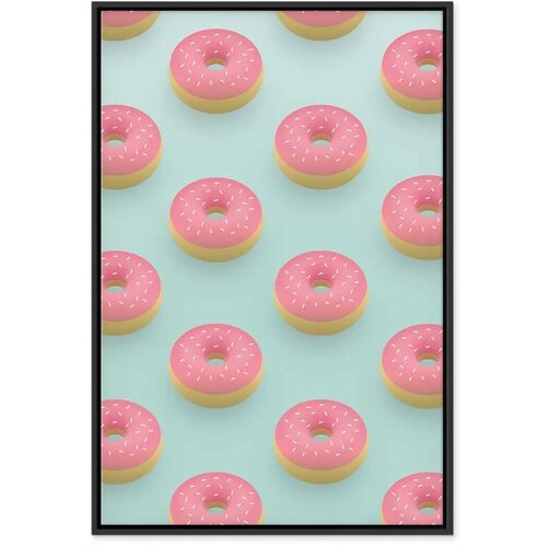  Slika - Pastel Donuts (1 Part) Vertical 80x120 U crnom drvenom okviru Slike
