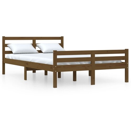 Maison Chic Posteljni okvir - Dvoposteljna postelja - Zakonska postelja medeno rjav iz trdnega lesa 120x190 cm-J14702, (21760121) Slike