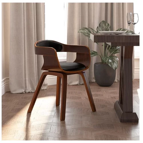  Jedilni stol črn ukrivljen les in umetno usnje