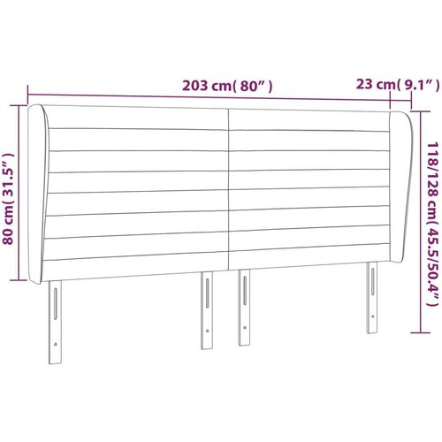  Uzglavlje s u&amp;scaron;ima tamnosivo 203x23x118/128 cm od tkanine Slike