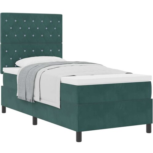 VidaXL Box Spring krevet s madracem tamnozelene boje pojedinačno bar&amp;scaron;unast Slike