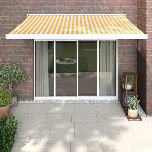 vidaXL Zložljiva tenda rumena in bela 3,5x2,5 m blago in aluminij Cene