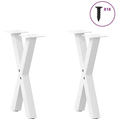  Noge za klubsko mizico v obliki črke X, 2 kosa, bele, 28 x (42-43) cm, jeklo Slike