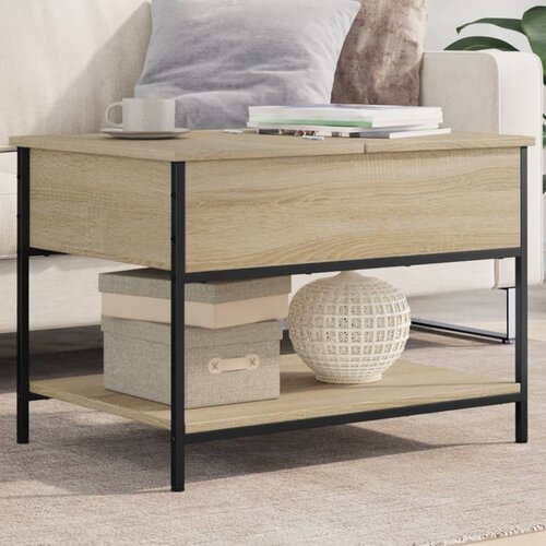  The Living Store Klubska mizica sonoma hrast 70x50x50 cm inž. les in kovina - Klubska Mizica, (21446394) Slike
