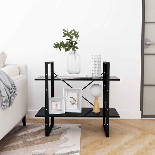  za knjige s 2 razine crni 80x30x70 cm konstruirano drvo Slike