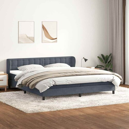 vidaXL Boxspring postelja z vzmetnicami temno siva 180x220 cm žamet Cene