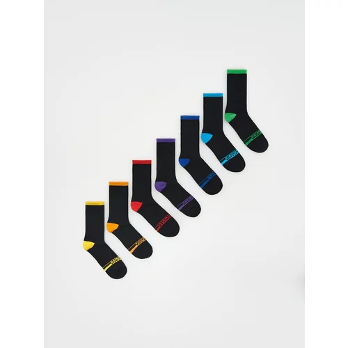 Reserved - Komplet od 7 pari čarapa s visokim udjelom pamuka - crno