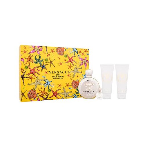 Versace Eros Pour Femme darilni set parfumska voda 100 ml + parfumska voda 5 ml + gel za prhanje 100 ml + losjon za telo 100 ml za ženske Slike