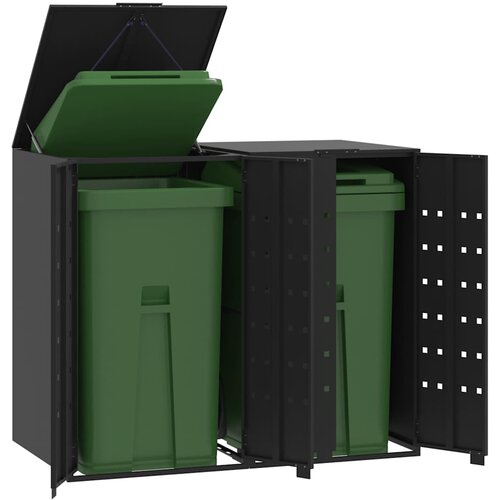  Spremi&scaron;te za 2 kante za otpad crno 138 x 79 x 117 cm čelično Cijene