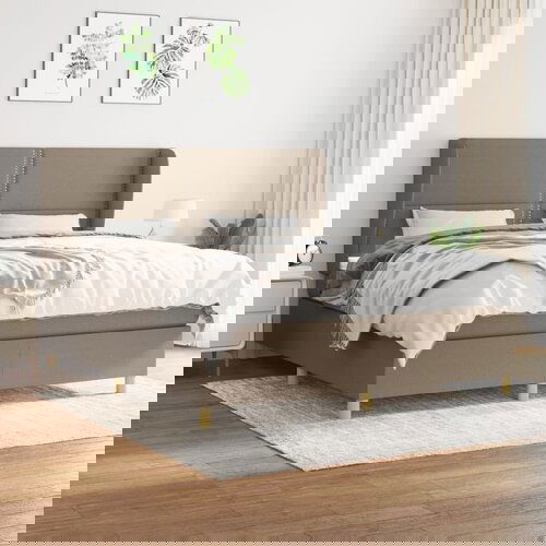  The Living Store Box spring postelja z vzmetnico taupe 160x200 cm blago - Box Spring Postelja, (21449956) Slike