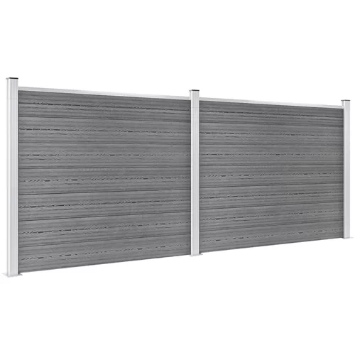 vidaXL set panela za ogradu WPC 353 x 146 cm sivi