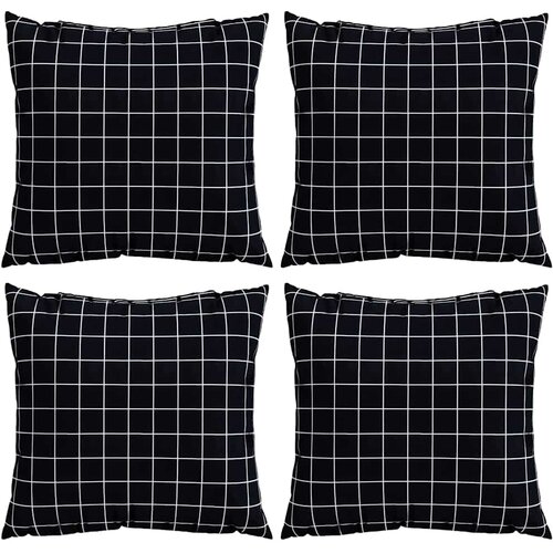  Jastučići za raspr&amp;scaron;enje Kockasto 4 pcs Crna Karirana 40 x 40 cm Slike