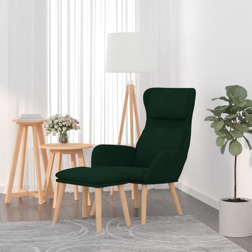 The Living Store Stol za sproščanje s stolčkom temno zelen žamet - Stol Za Sproščanje S Stolčkom, (21456563) Cene