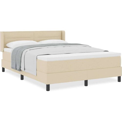 Box spring krevet s madracem Krema 190 x 140 cm Poliester Slike