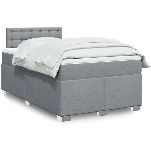 vidaXL Box spring postelja z vzmetnico svetlo siva 120x200 cm blago Cene