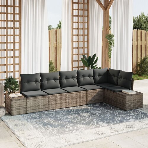 vidaXL Set od 6 vrtnih sofa s jastučićima siva poli ratan Cene
