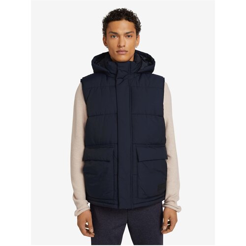 Tom Tailor Dark Blue Men&amp;#039;s Quilted Vest Denim Clean Puffer - Men Slike