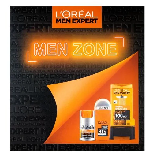 L'Oréal Paris Men Expert Men Zone Set hidratantna krema Men Expert Hydra Energetic Daily Moisturizer 50 ml + gel za tuširanje Men Expert Hydra Energetic 300 ml + antiperspirant Men Expert Thermic Resist Antiperspirant 50 ml za moške