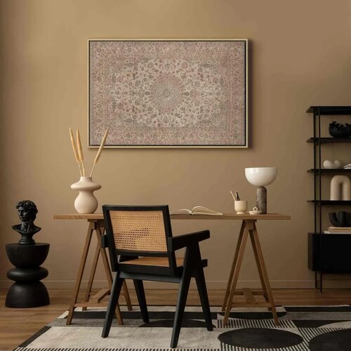 Slika - Sand carpet - worn Persian carpet with rich decorative motifs 120x80 U prirodnom drvenom okviru Slike