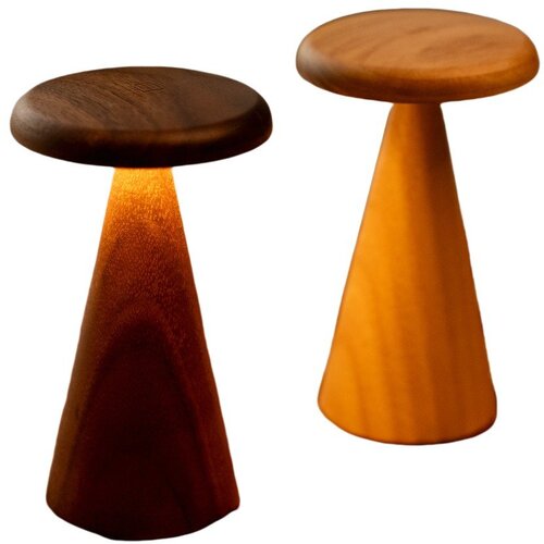 Gingko led stolna lampa u tamnoj prirodnoj boji s drvenim sjenilom (visina 14 cm) sylva &amp;ndash; Slike