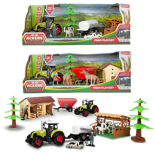 Magic Toys Komplet kmetije s hlevom in traktorjem, 7-delni Slike