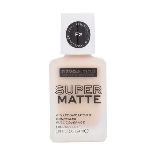Revolution Relove Super Matte 2 in 1 Foundation & Concealer puder za vse tipe kože 24 ml Odtenek f2 true