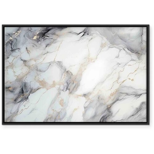  Slika - Elegant marble &amp;ndash; stone structures in neutral colours 90x60 U crnom drvenom okviru Slike