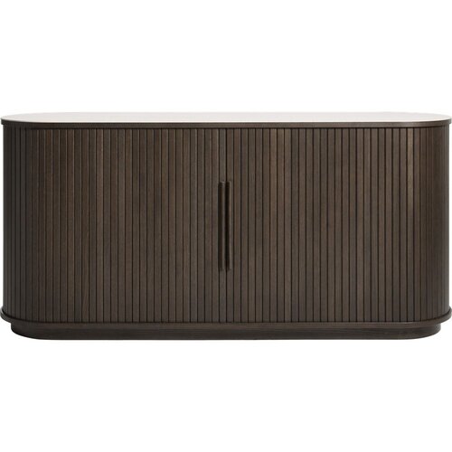 Unique Furniture Komoda s keramično plo&amp;scaron;čo z drsnimi vrati v temni naravni barvi 165x76x45 cm Enna &amp;ndash; Slike