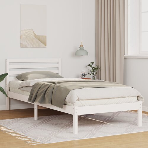 vidaXL Krevetna konstrukcija Bijelo 100 x 210 cm Čvrsta borova drva Cijene