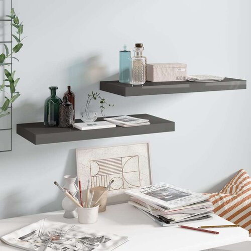  Plutajuće zidne police 2 kom sjajne sive 60x23 5x3 8 cm MDF Slike