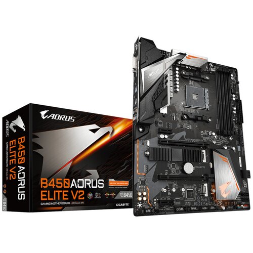Gigabyte MB B450 AORUS ELITEV2 1.2, AMD B450; AM4;4xDDR4; DVI, HDMI; RAID; ATX Slike