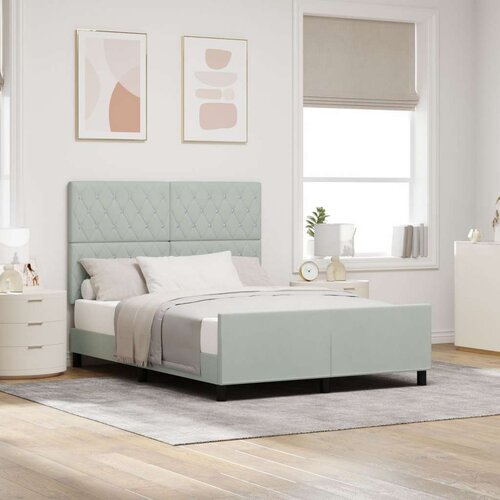 VidaXL krevet od svjetlosive bar&amp;scaron;unaste tkanine 140x190 cm Slike