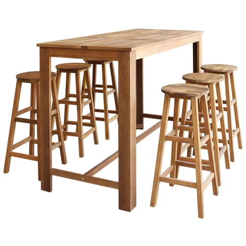  7-dijelni set barskih stolaca i stola od masivnog bagremovog drva