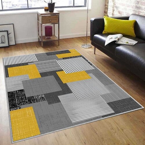  Tepih sa gumenom podlogom 160x230cm - Žuto-sivi pravougaonici, TG-4125 Cene