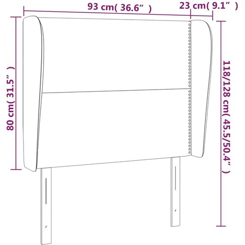  Uzglavlje s u&amp;scaron;ima tamnosmeđe 93x23x118/128 cm od tkanine Slike