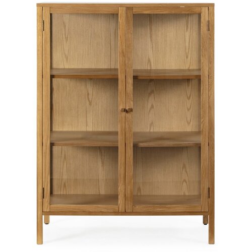 MOME Vitrina v hrastovem dekorju v naravni barvi 90x126x40 cm Ceci &ndash; Cene