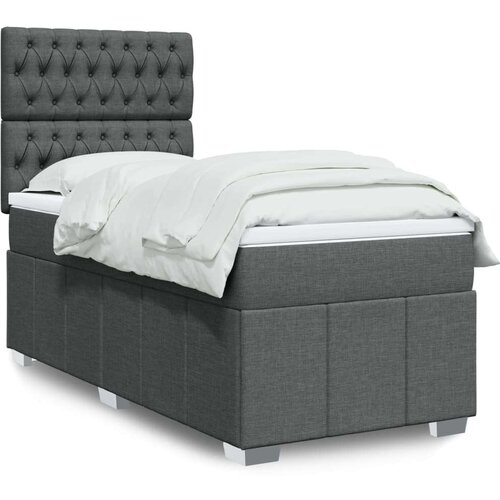 vidaXL Box spring postelja z vzmetnico temno siva 80x200 cm blago Cene