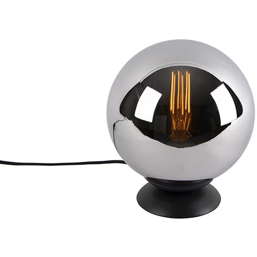 QAZQA Art deco namizna svetilka črna z dimnim steklom - Pallon