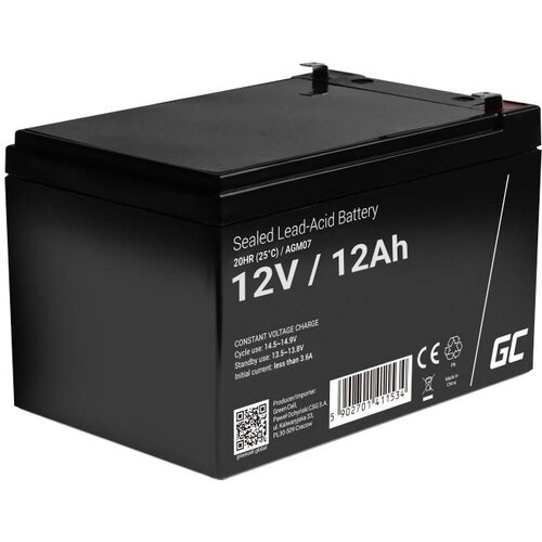 Green cell AGM07 svinčeni akumulator 12 v 12 ah svinčevo-koprenast (&amp;scaron; x v x g) 151 x 95 x 98 mm plo&amp;scaron;čati vtič\, 6\,35 mm obstojnostni cikel\, brez vzdrževanja, (20438432) Slike