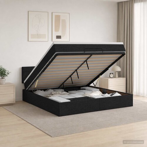  od pjene s madracem i LED-om Crna 140 x 200 cm Tkanina Cene