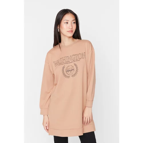 Trendyol Mink Printed Knitted Sweatshirt