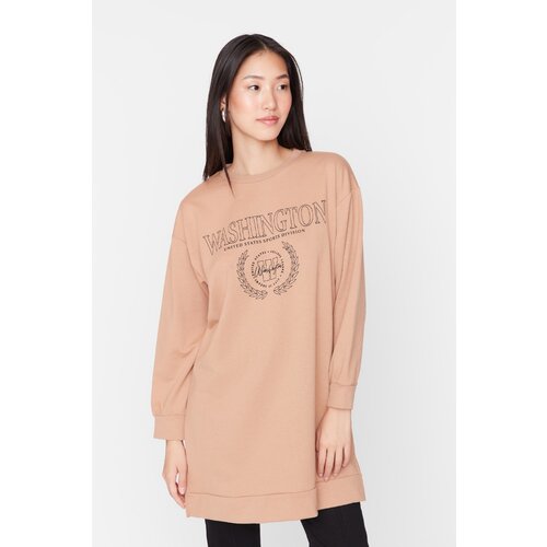 Trendyol Mink Printed Knitted Sweatshirt Slike