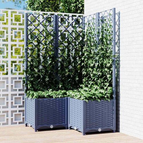  Vrtna sadilica s rešetkom plava siva 80 x 80 x 136 cm PP Cene
