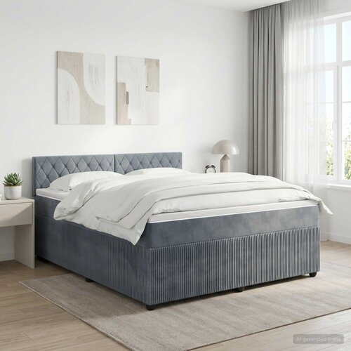  Boxspring krevet s madracem Tamnosiva 160 x 200 cm Bar&amp;scaron;un Slike