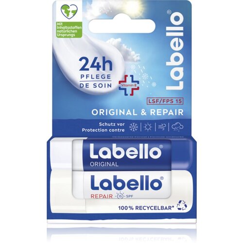 Labello Original &amp;amp; Repair obnovitveni vlažilni balzam za ustnice 2x4.8 g Slike