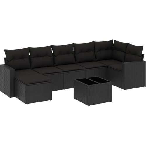  8-dijelni set vrtnih sofa od poliratana s jastucima crni Slike
