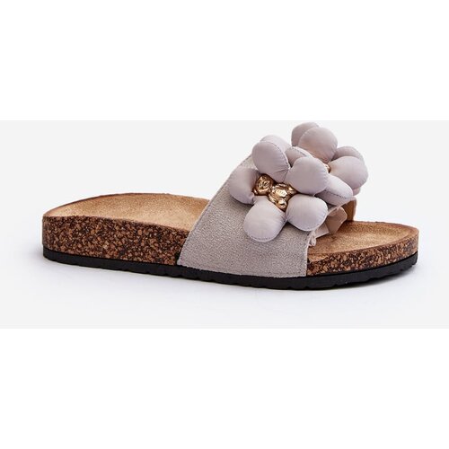 Kesi Women&amp;#039;s slippers with embellishments grey Bunlia Slike