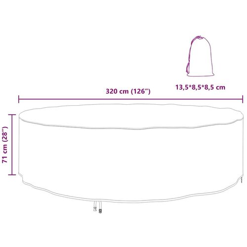 VidaXL Navlaka za vanjski namje&amp;scaron;taj 320 x 320 x 71 cm 600D tkanina Slike